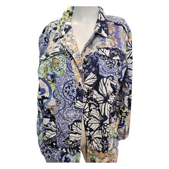 Christopher & Banks Butterfly Jean Jacket Size XL - Picture 4 of 8